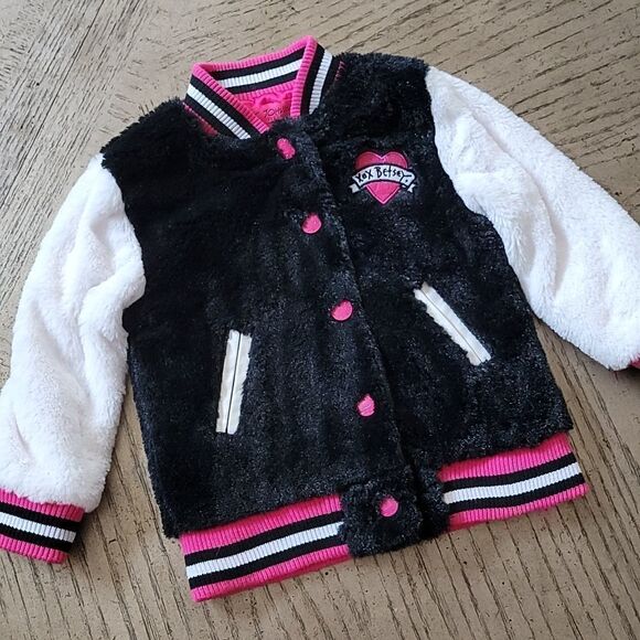2T Varsity style Betsey Johnson jacket 💖🖤 - Picture 1 of 7
